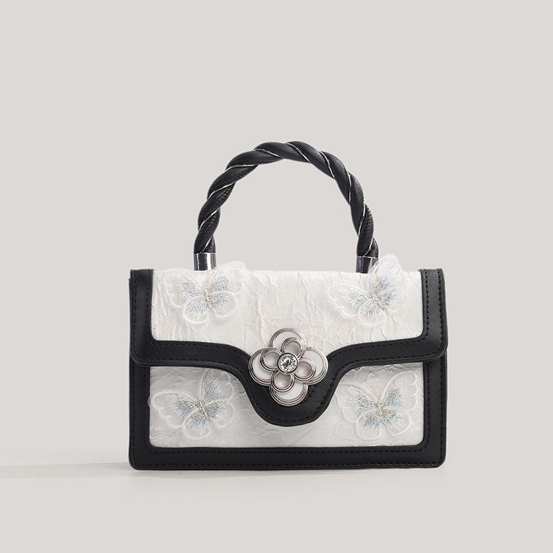 Fashionable and Versatile Small Square Bag with Unique Design, Featuring An Elegant Bow Strap Crossbody Bag.