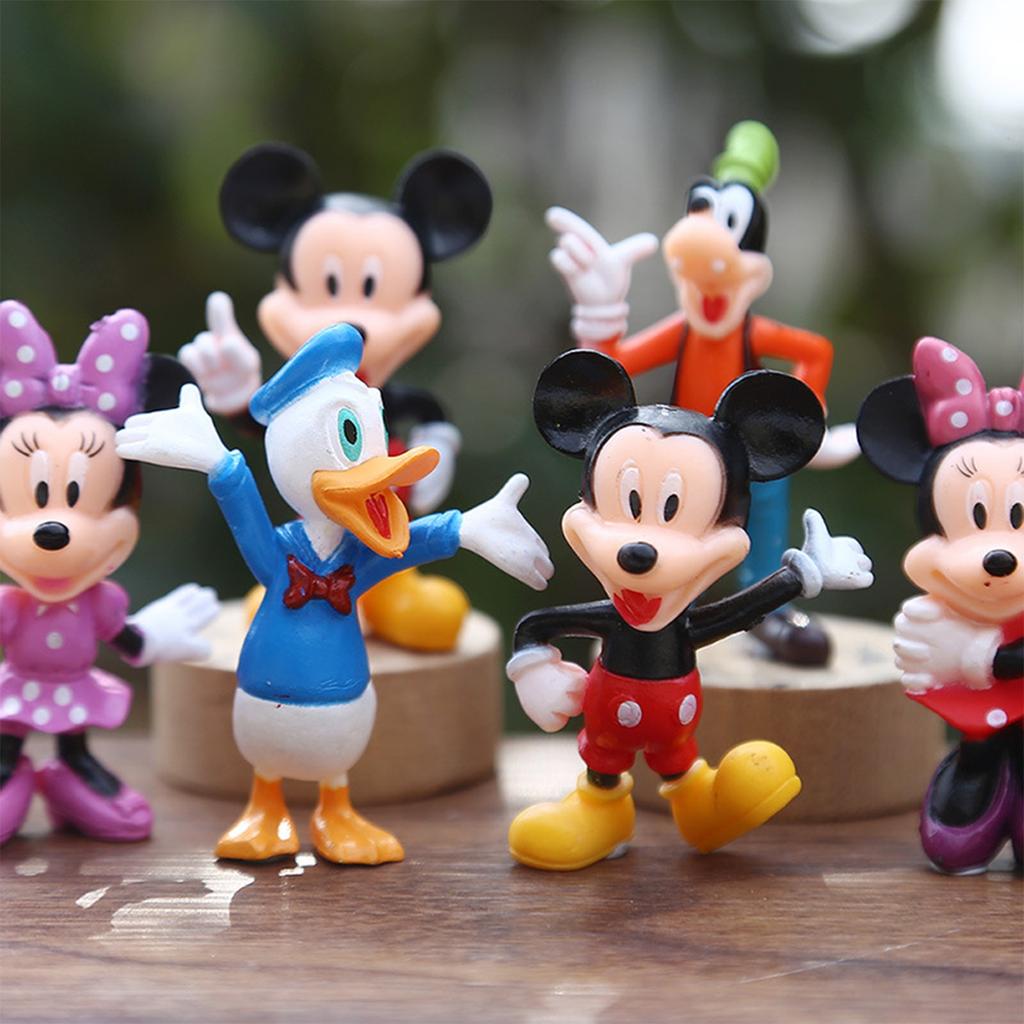 TREXORA Disney Kreslená Figurka Sada 6 Kusů, Mickey Mouse, Minnie Mouse, Kačer Donald, Goofy PVC Figurky, 5,5-5,7 cm, Vícebarevná