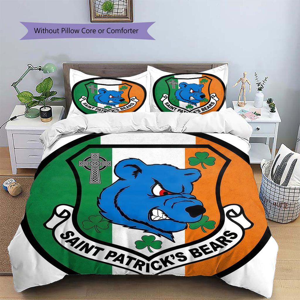 Unionbears Muster Bettwäsche Steppdecke Set Bettbezug Kissenbezug Heimdekoration Geburtstagsgeschenk (1 Bettbezug + 2 Kissenbezüge, ohne Füllung)