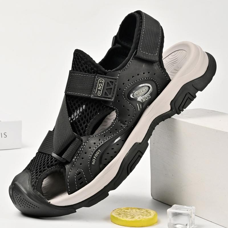 Fashion Vacation Summer Roma Flats Non-slip Quick Dry Wading Aqua Shoes Half Drag Handmade Sandals for Man Suitable Men's Beach Shoes