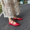 Johnature Retro Buckle Strap Pointed Toe Soft Soled Soft Cowhide Women's Genuine Leather Flats Shoes