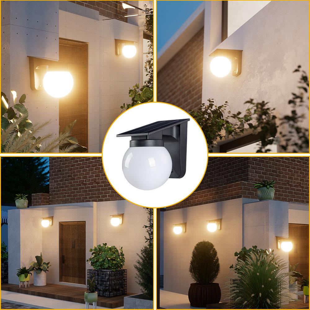 Round Solar Outdoor Wall Light for Home, Street, Balcony, Garden, and Courtyard