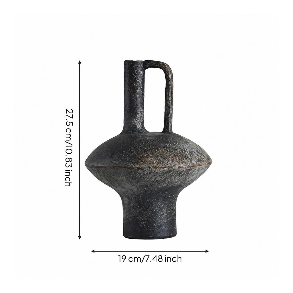 Sculptural Decorative Vase Geometric Textured for Living Room, Shelf Display,