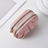 PU Leather Ruched Double-Zip Metal Keyring Multi- Coin Purse Key Pouch
