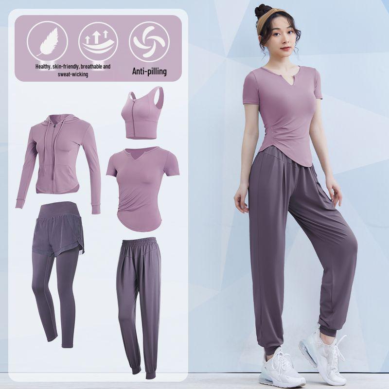 Women's Spring/Summer Yoga Suit Set - Short Sleeve Activewear for Outdoor Runs, Pilates, and Fitness Training