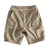 Men's Khaki Retro Washed Multi-Pocket Casual Workwear Shorts