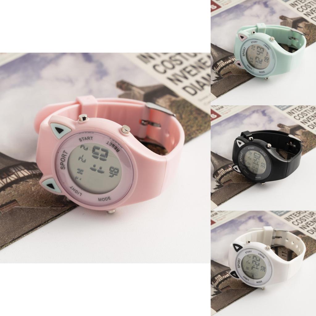 Montre Numérique Chat Oreilles Étudiant Avec Lumière Nocturne Étanche Pour Enfant Et Adolescent