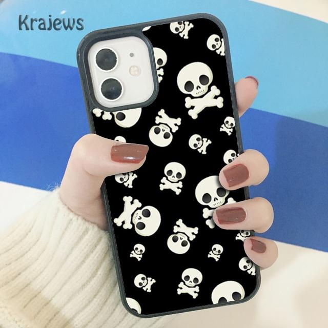 Krajews Skulls Bones Skeleton Soft Phone Case Cover For iPhone 17 Air 16 15 14 plus 11 12 13 pro max coque Shell Fundas