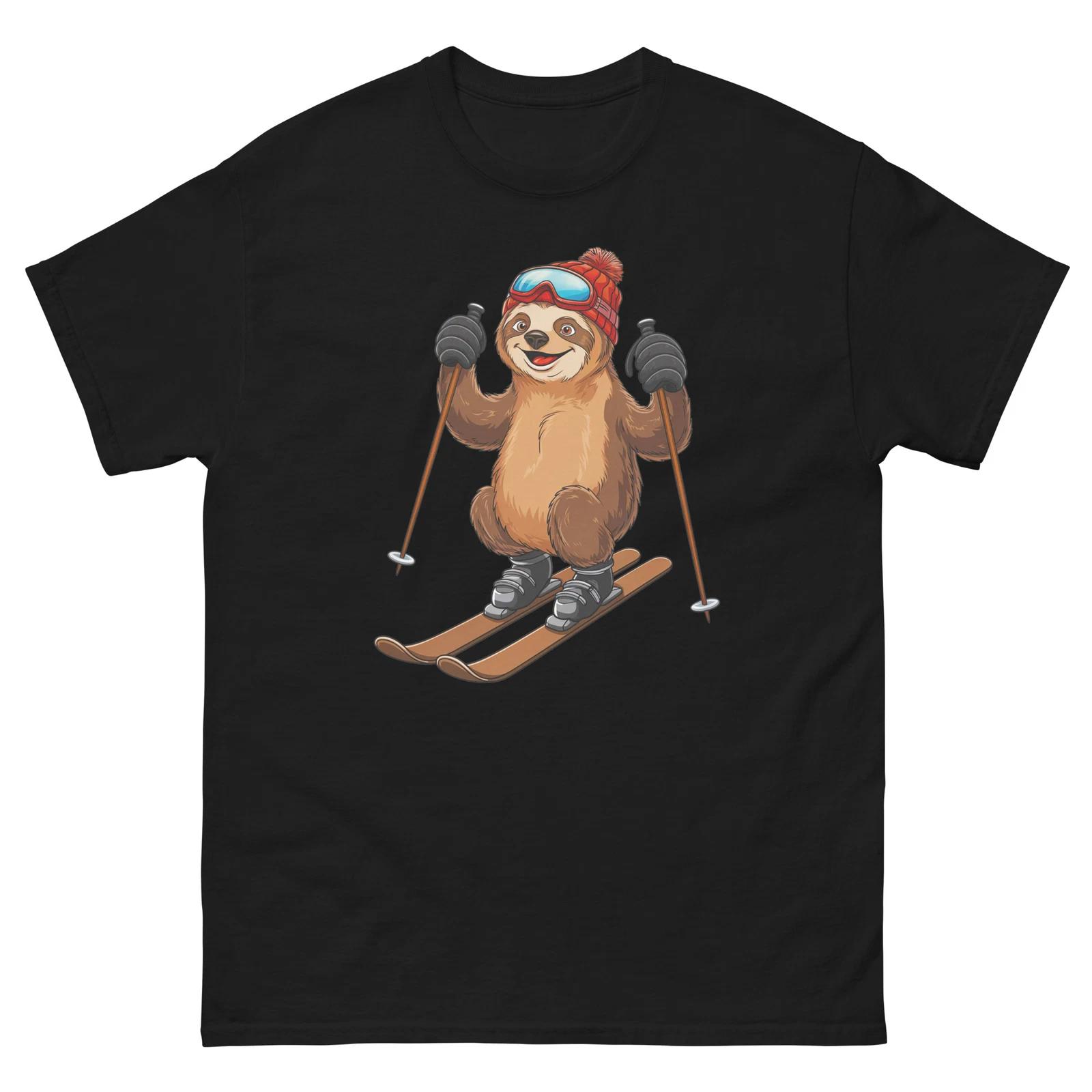 Sloth Skiing Skier Fun Cartoon Ski Shirt T-Shirt S
