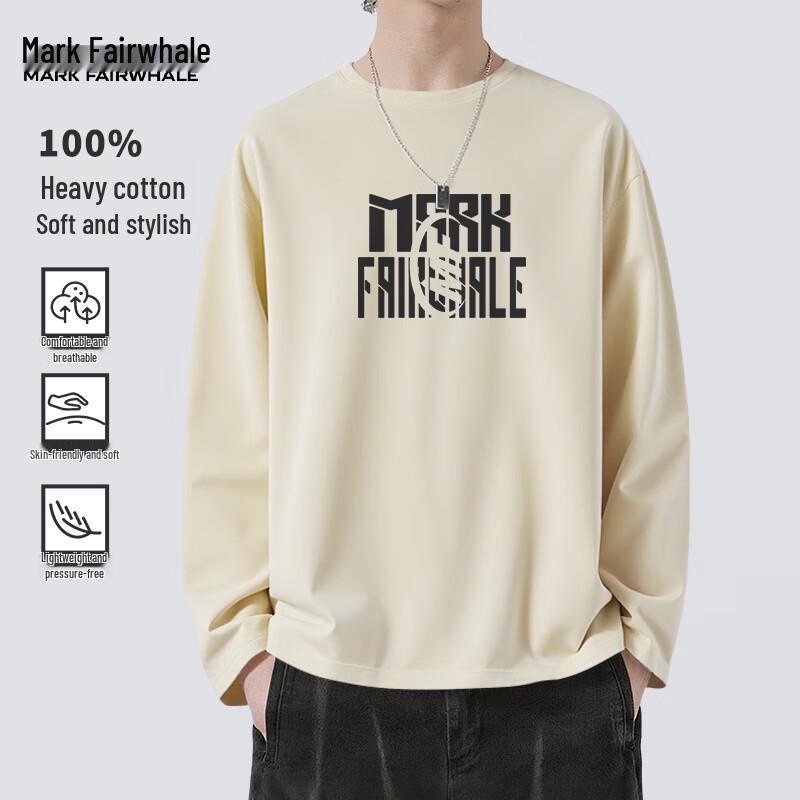 Мужская тяжелая американская свободная футболка с длинным рукавом Mark Fairwhale L