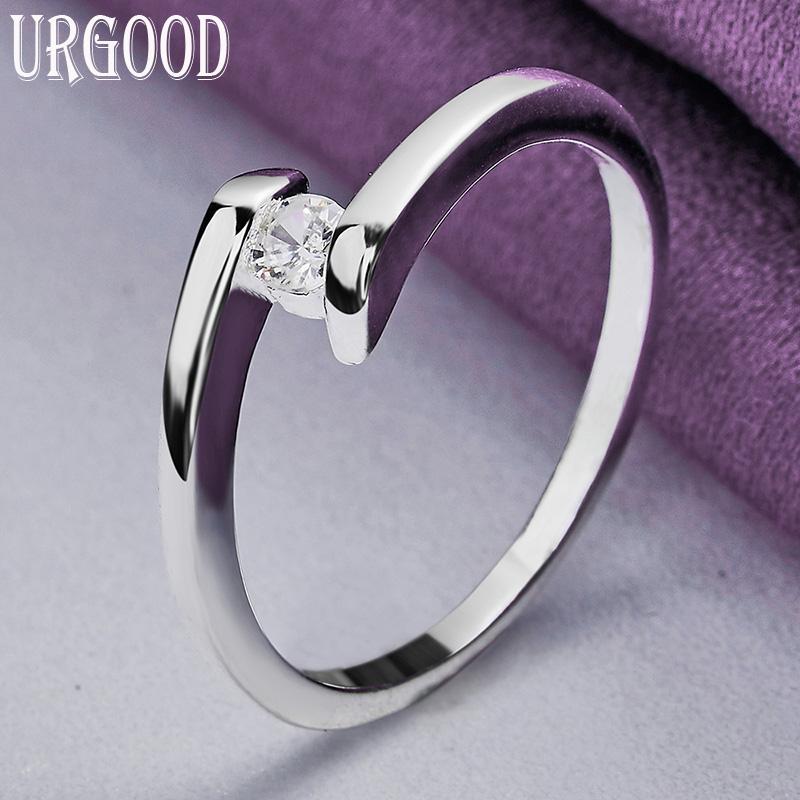 925 Sterling Silver Charm AAA Zircon Ring Fashion Gift Party Jewelry