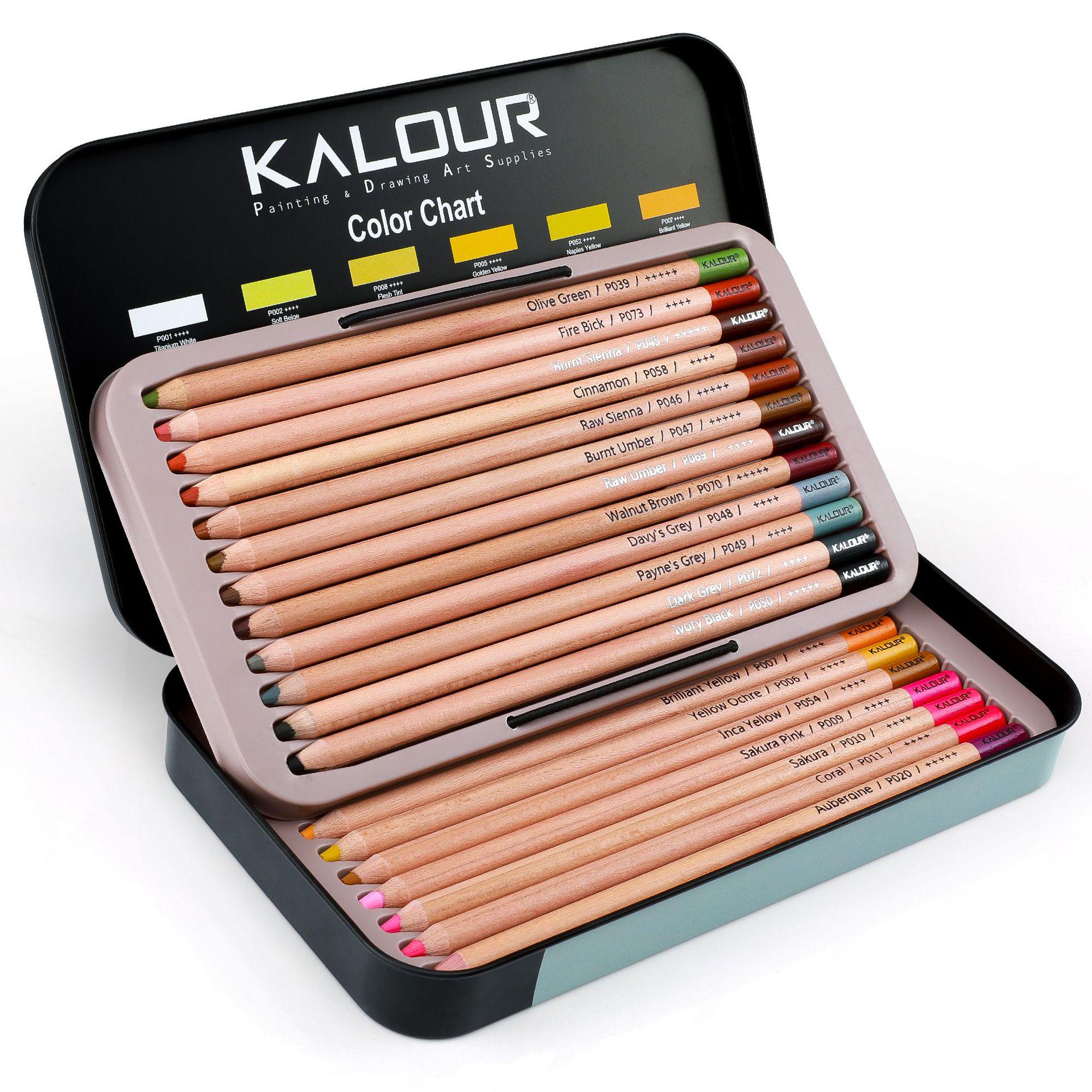 KALOUR 24-Color Pastel Pencil Set - Art Painting & Charcoal Pencils HB