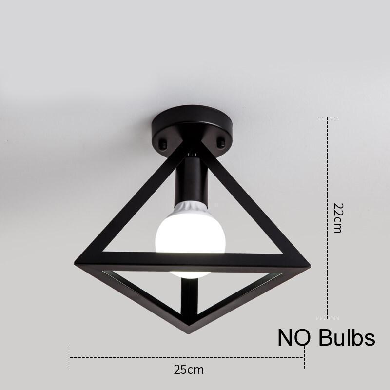 E27 Retro Ceiling Lamps Black Industrial Light Fixture Vintage Semi Flush Mount Ceiling Lights Porch Hallway Stairway Mini Metal