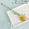 Long Handle Glass Spoon Creative Transparent Glass Dessert Spoon Flower Shaped Colored Coffee Stirring Spoon Stick Bar