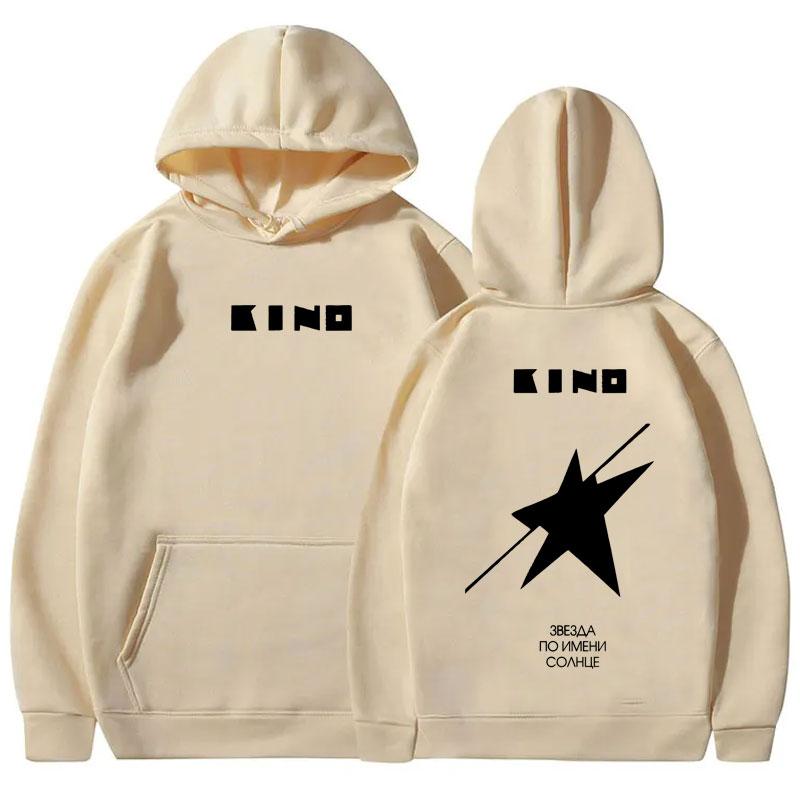 Legendary Russia Rock Band Viktor Tsoi Kino A Star Named Sun Album Logo Print Hoodie Men Women Vintage Oversized Pullover