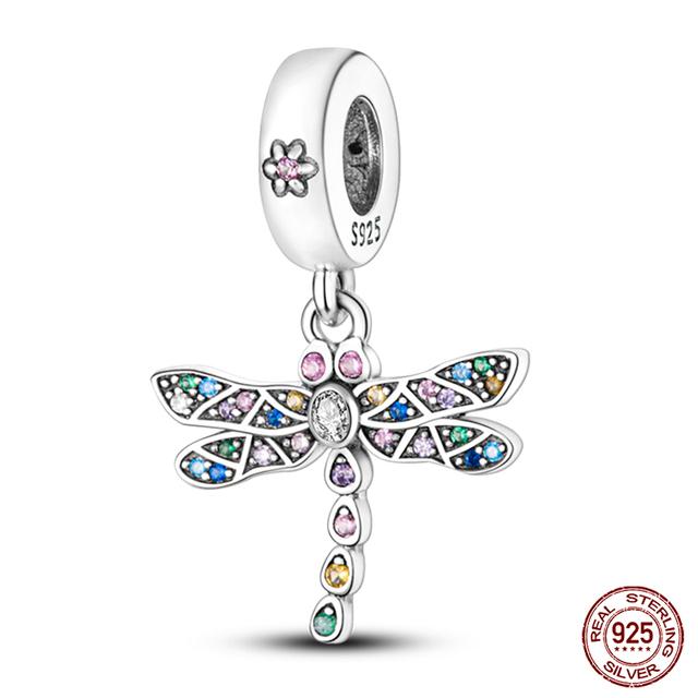 Fit Fasion 925 Bratara originala 100% argint 925 stralucitor colorat zircon Breloc inima margele cadou rafinat bijuterii DIY