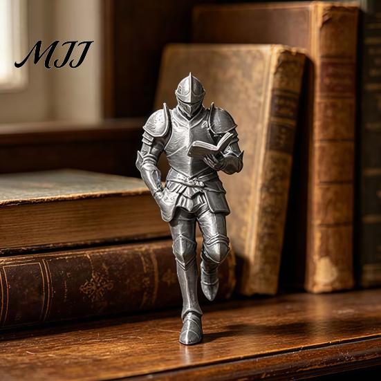 Reading Themed Gift 3D Printed Medieval Knight Book Corner Ornament, Figurine Statue Nook Decor, Creative Bookend for Bookshelf, Lover Literary