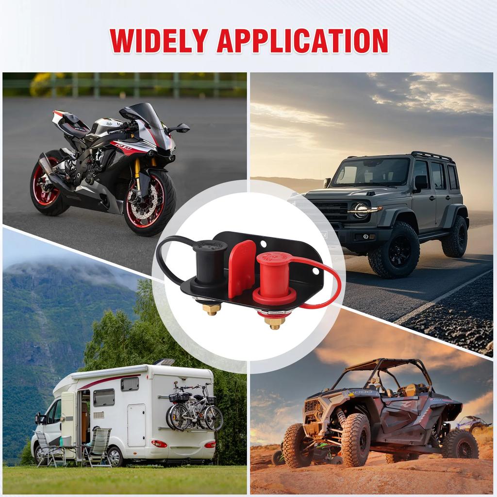 Remote Post Terminals Battery Relocation Kit with Heavy Duty Steel Mounting Bracket for UTV ATV Car Trucks RV Tractor Mower Boat