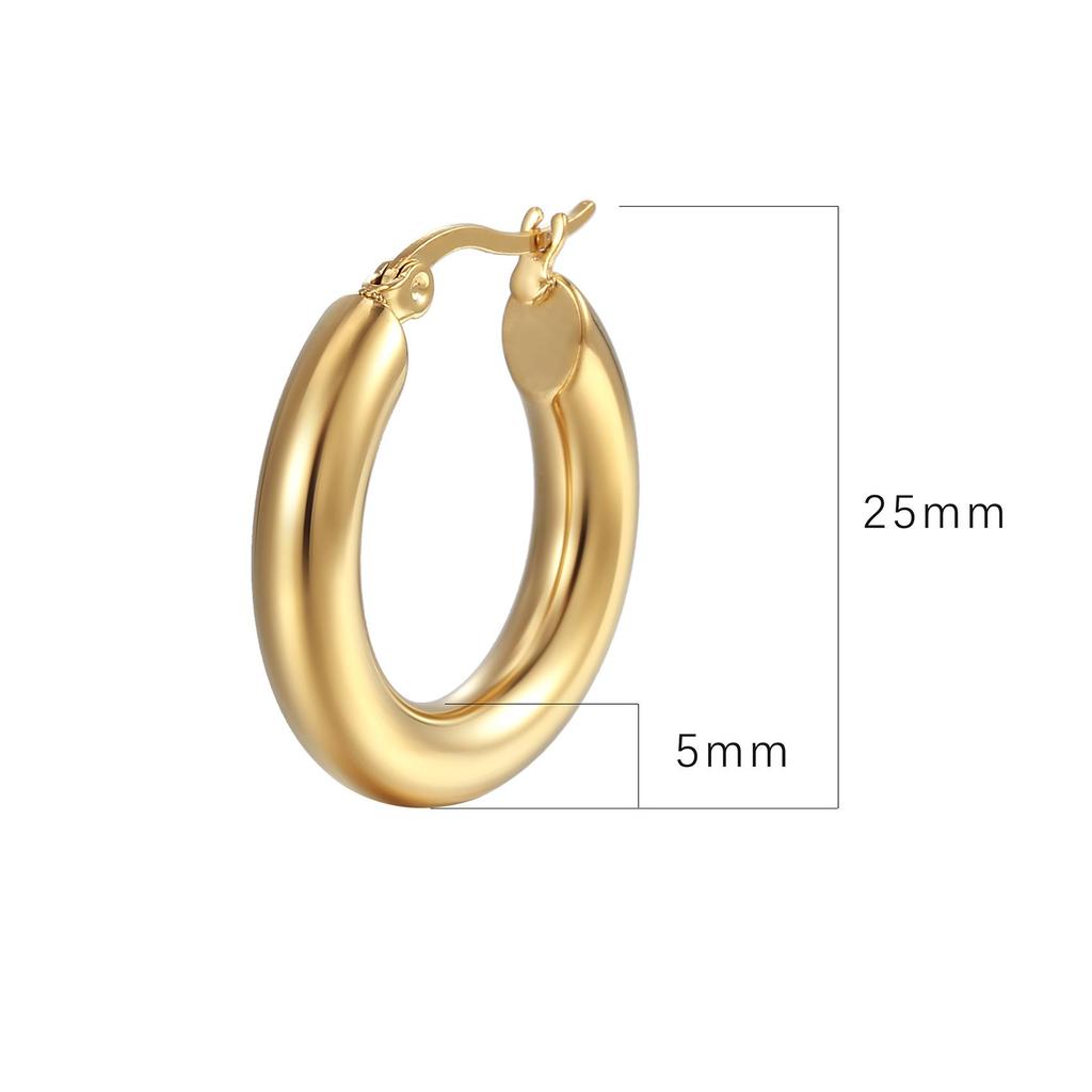 Europäische und Amerikanische Einfache 18K Gold Plated Geometrische Creolen für Damen, Trendiger Edelstahl Schmuck