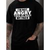 European Sizes Men's Angry Face T-Shirt with Grumpy Face Print - Lightweight Casual Short Sleeve Round Neck Tee