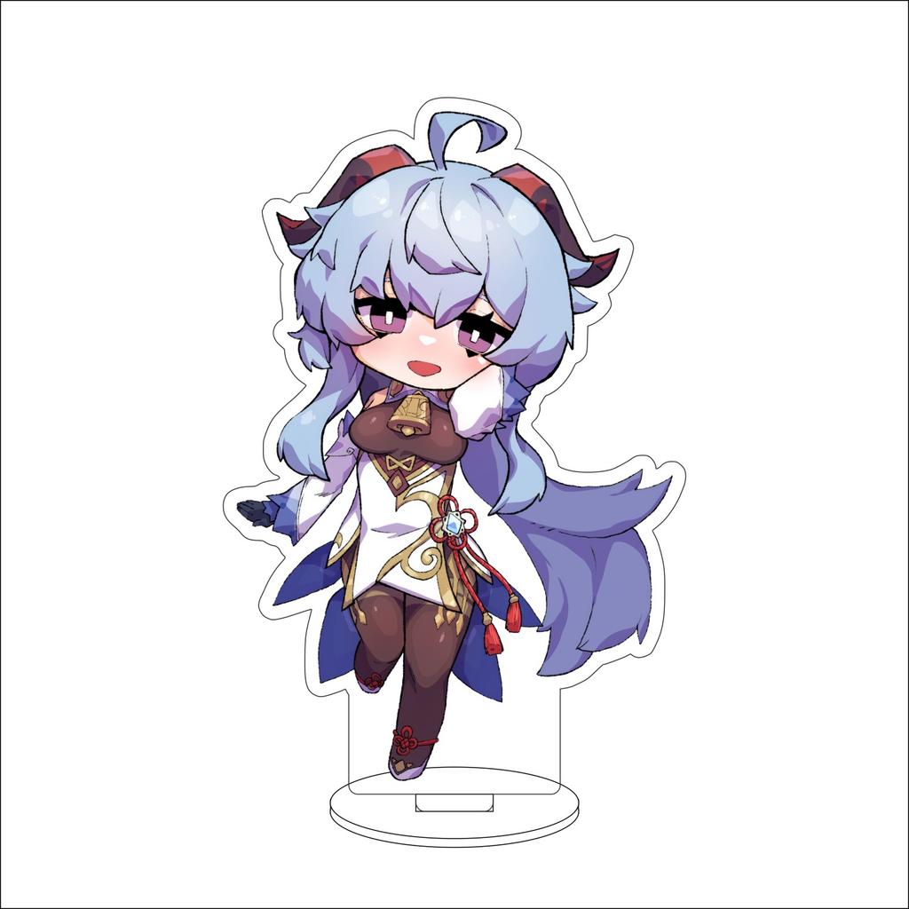 10CM Anime Genshin Impact Figure Stand Model Amamiya Ganyu Cute Desk Decor Standing Sign Gifts