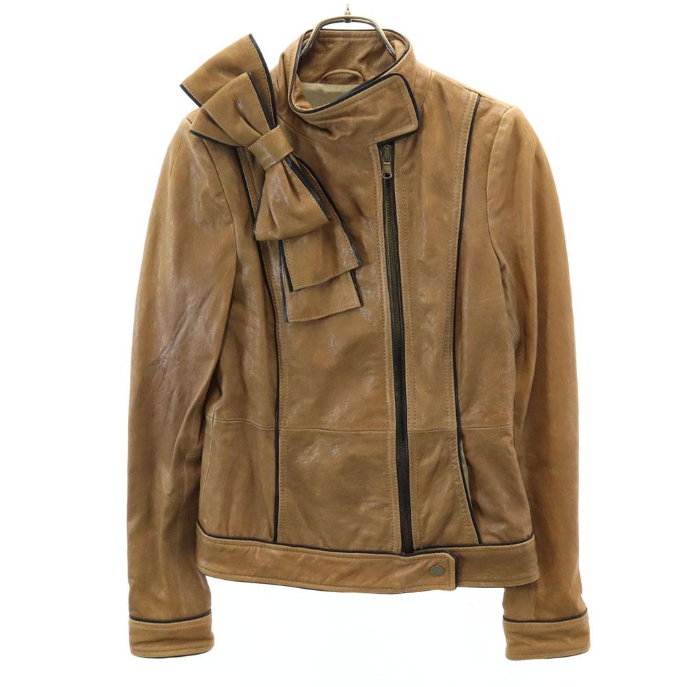 Red Valentino Leather Jacket 38 Beige Brown Riders Women Used
