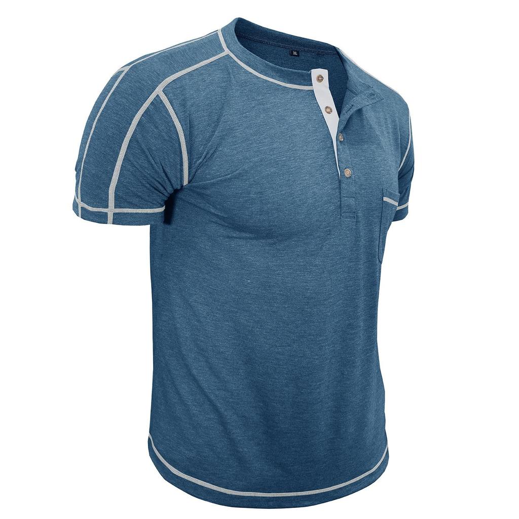 Men's Casual Color-block Sports T-shirt - Men's Round-neck Short-sleeved Top