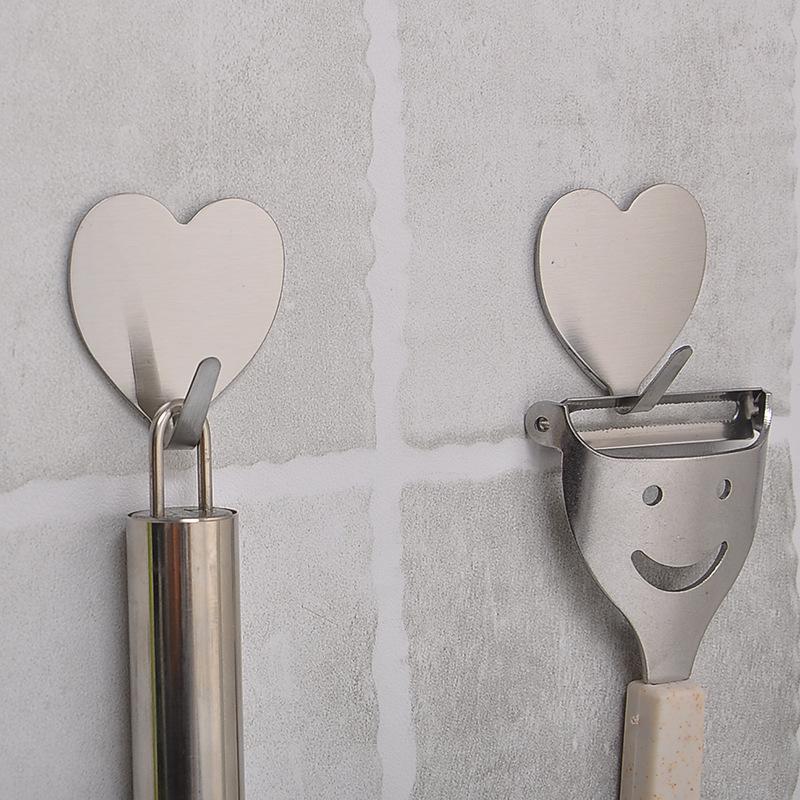 Minimalist Seamless Adhesive Love Heart Wall Hook for Kitchen & Bathroom