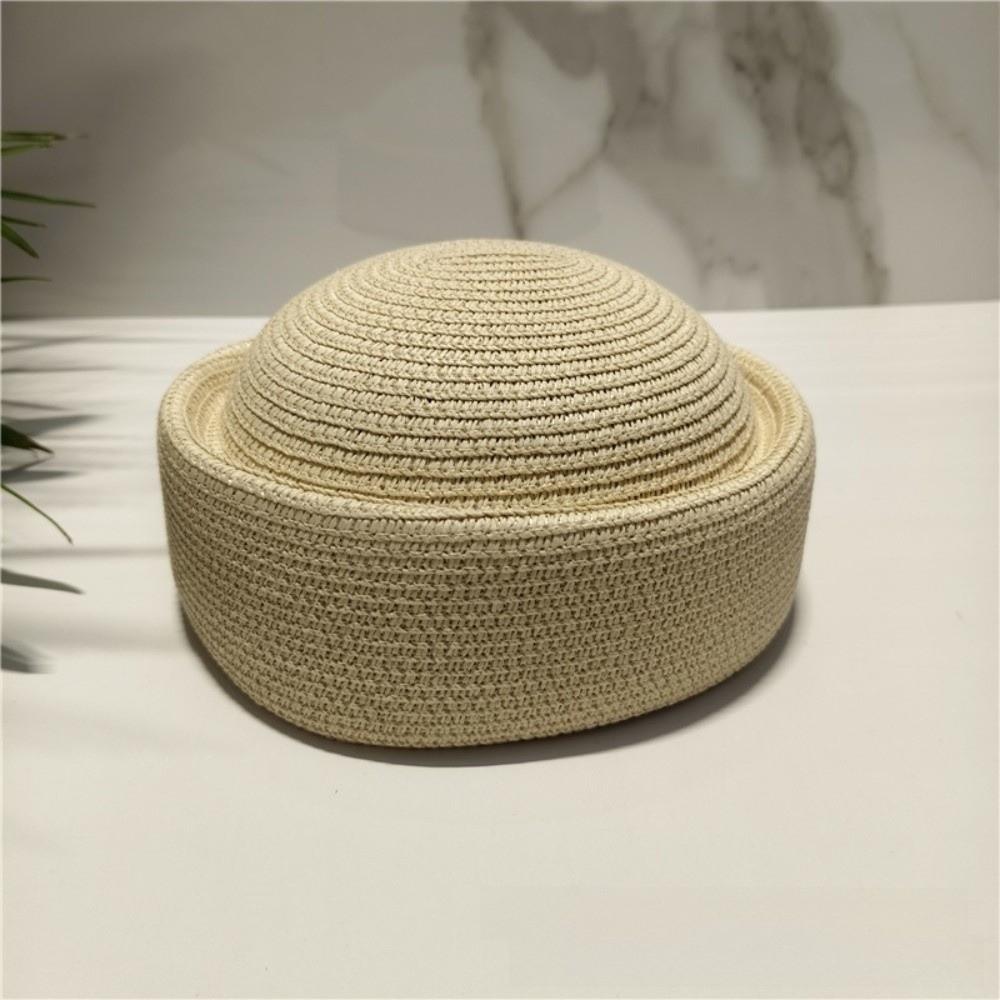 Wide Brim Straw Sun Hat Artistic Design Woven Straw Hat New Painter Beret  Women бежевый