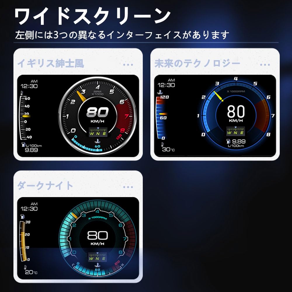 wiiyii Head Up Display Car HUD A600, Speedometer, Tachometer, Multifunction Gauge GPS+OBD2 Dual System
