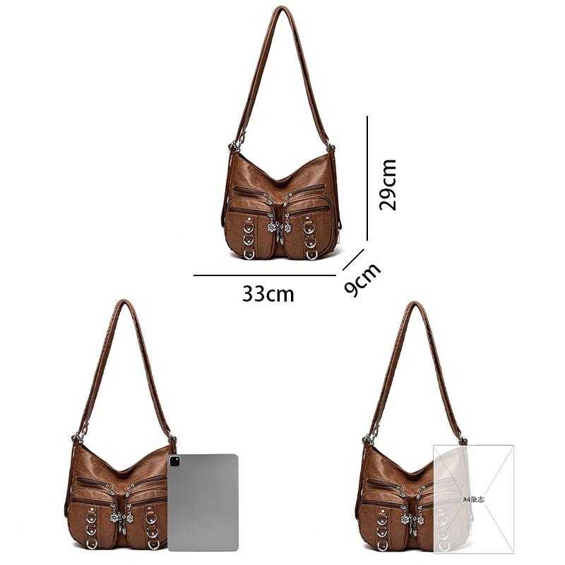 Casual Ladies Hand Bags Designer Luxury Multifunction Handbags Large Capacity Tote Bag Soft Leather Shoulder Bags for Women Sac