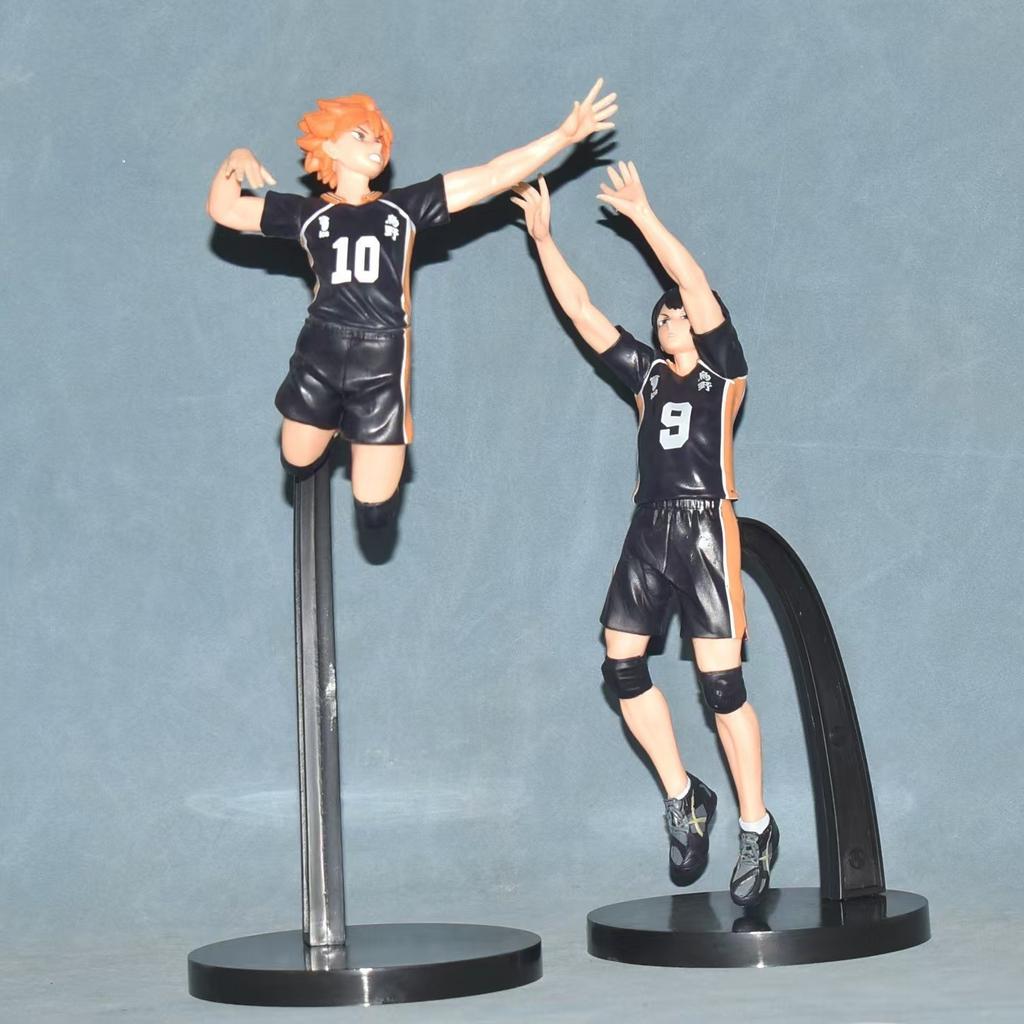 26CM Anime Haikyuu Tobio Kageyama Shoyo Hinata Figure National Competition Net Jumping Pose 1/8 Model Toy Gift Aciton Figure