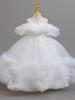 Girls' One-Shoulder Princess Dress with Mesh Puff Skirt – Formal Flower Girl Birthday Dance Costume