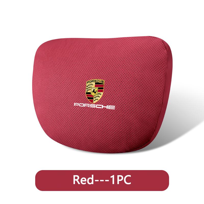1 Stück Autositz Kopfstütze Auto Embleme Nackenkissen Für Porsche 911 918-Spyder 928 944 968 Boxster Carrera-GT Cayenne Macan Panamera