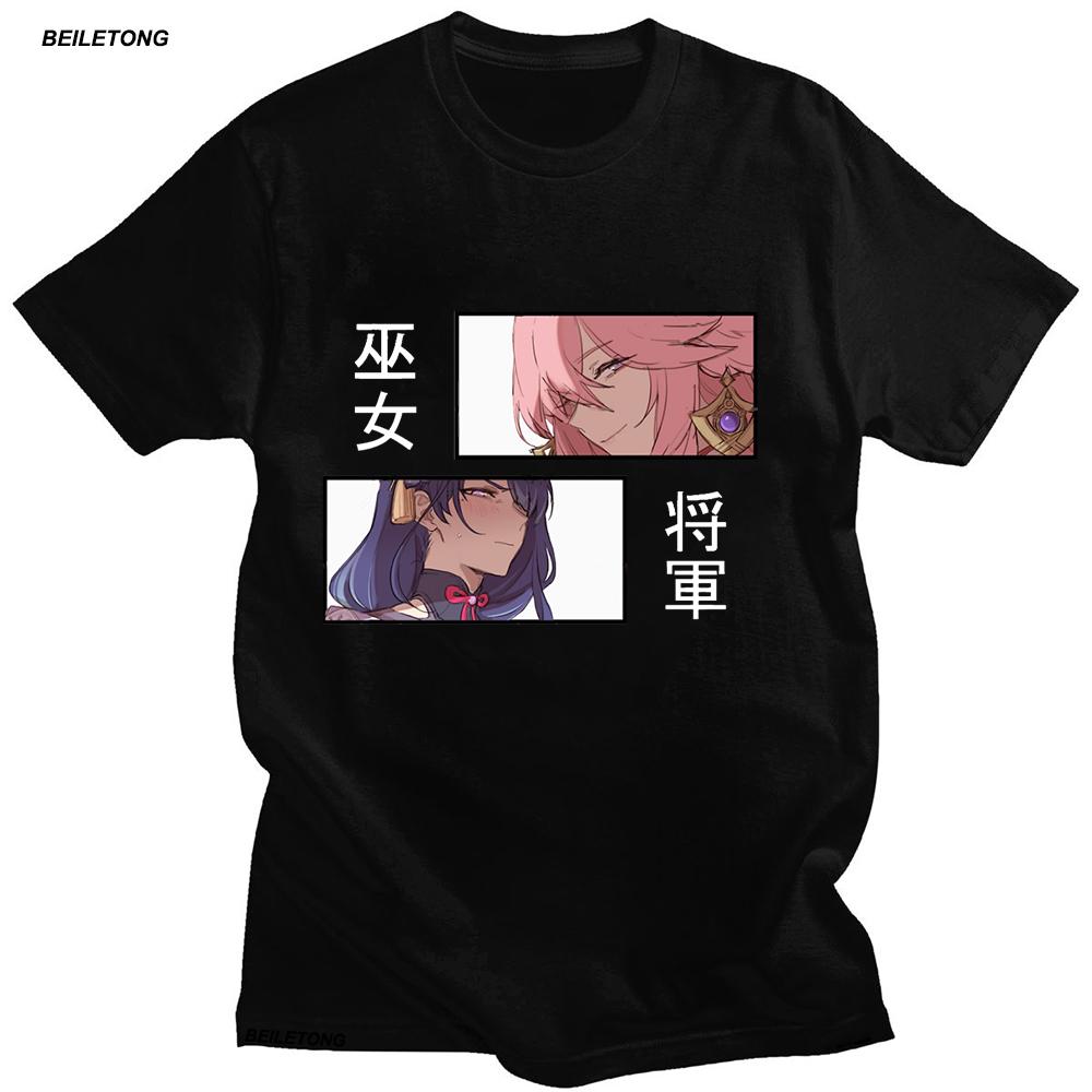 

Genshin Impact T Shirt Yae Miko T-shirt Unisex Kawaii Summer Tops Women Game Graphic Tees Harajuku Cartoon Funny Shirt Female 4XL