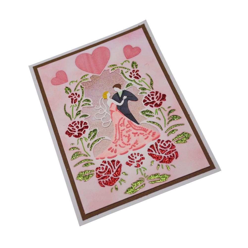 Rectangular Frame Newlywed Couple Metal Silvery Stencil Embossing Cutting Dies For Diy Scrapbooking Paper Album Cards Making