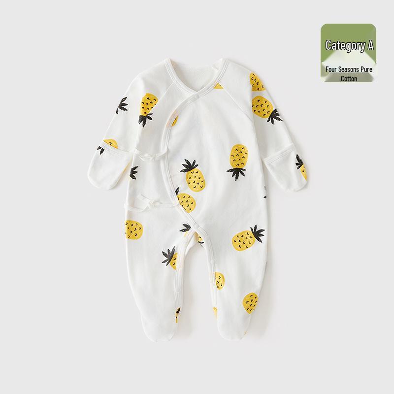 Baby Romper Pure Cotton A-Grade Crawling Suit with Hand & Foot Covers - Anti-Scratch Pajamas for Boys & Girls