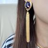 Vintage Blue Glass Tassel Earrings and Necklace Set - Luxurious High-End Jewelry