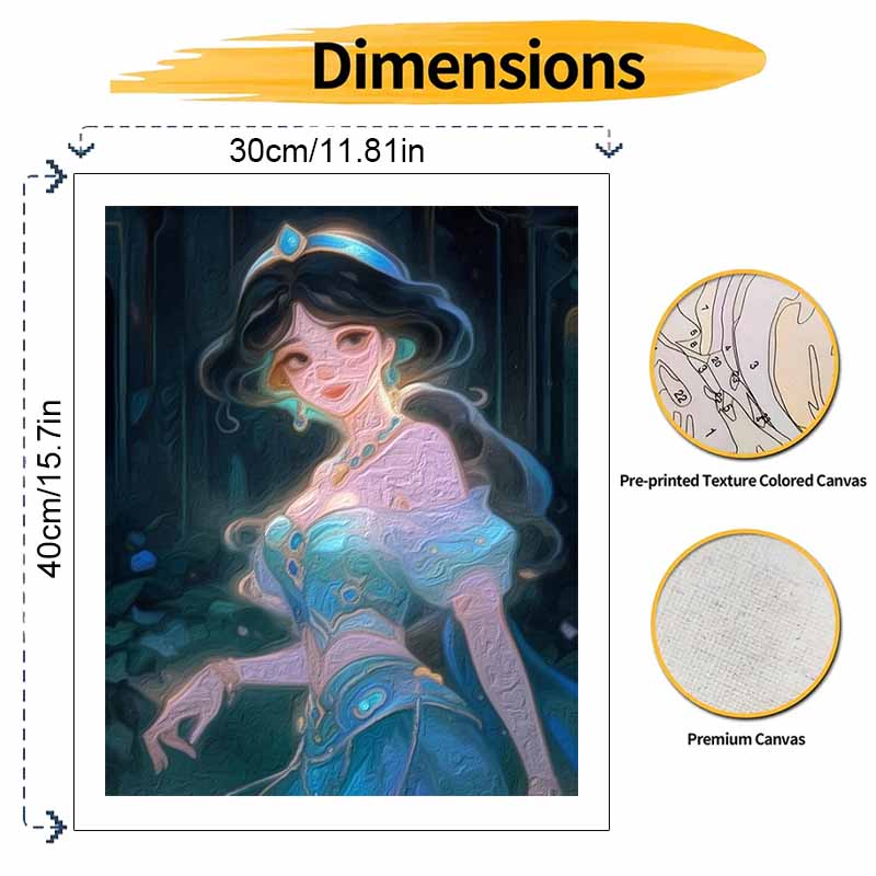 Disney Jasmine Oil Painting Kit Canvas DIY Home Decor Gift Enchanting Princess Artwork 128 Chars