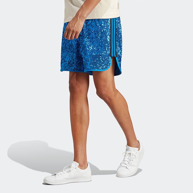 Adidas Originals Trefoil Blue Version Sequin Embellished Athletic Straight Shorts Men Shorts IA2478