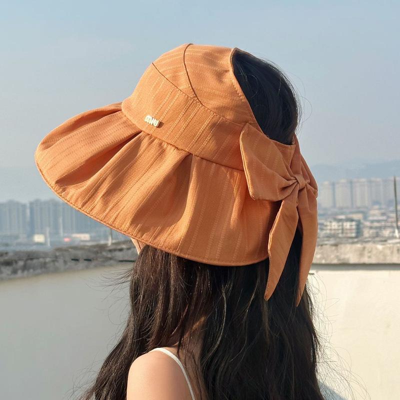 

Летняя женская шляпа текстура бант шляпа-ведро для путешествий складная солнцезащитная шляпа от солнца уличная шляпа от солнца новая Average size