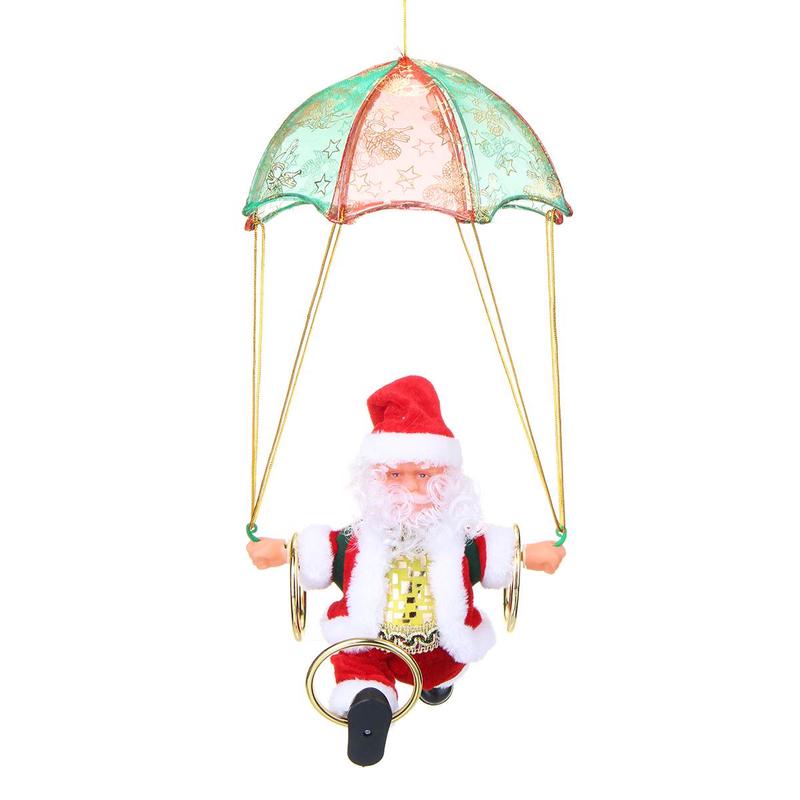 Electric Santa Claus Parachute Turn Circle Acrobatics Plush Toy Christmas Children Toy