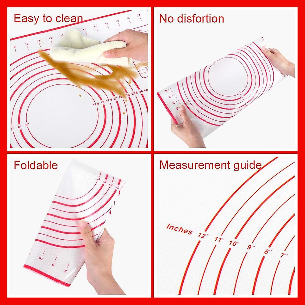 Silicone Kneading Mats with Dough Cutter Non Slip Bottom Pastry Mats for Home Kitchen