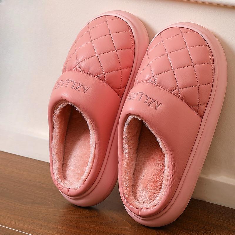 Waterproof and Anti-slip Cotton Shoes, Thick-soled Cotton Slippers for Indoor Warmth