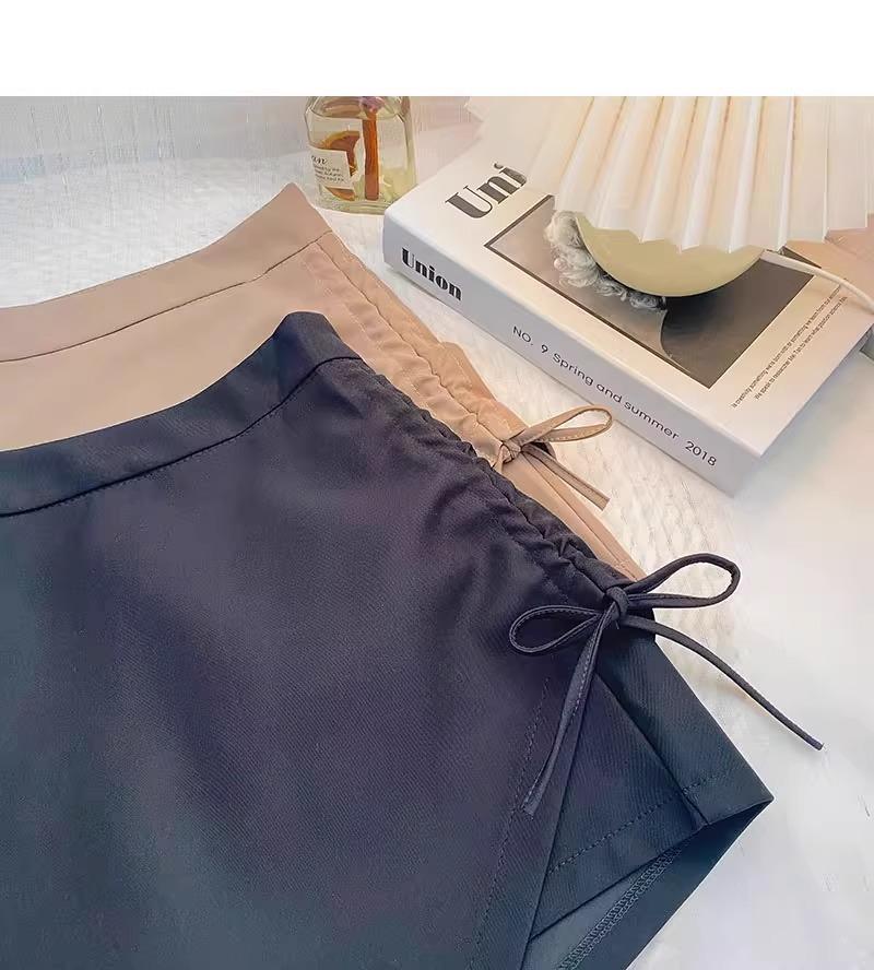 Spring 2024 Women's High-Waist Slim A-Line Pleated Drawstring Skirt