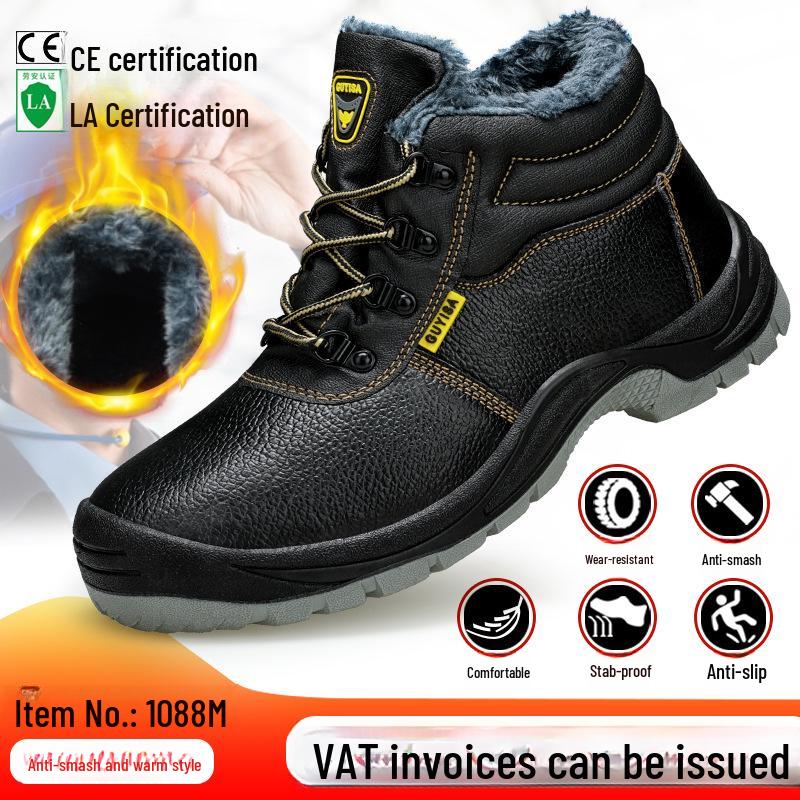 Durable High-Top Safety Shoes: Puncture-Resistant, Anti-Smash, Steel-Toe, Wear-Resistant Winter Protection