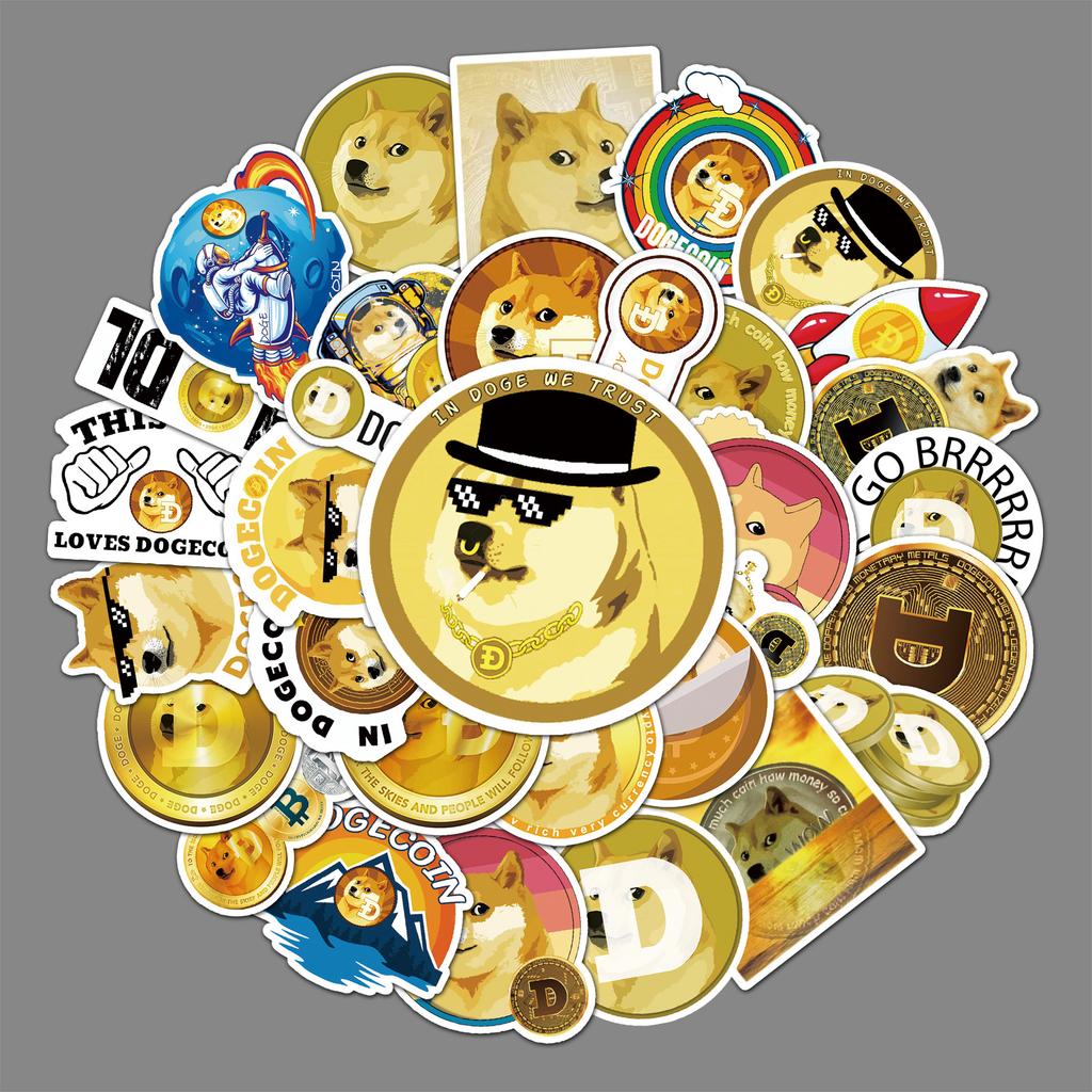 50 Cartoon Personalized Dogecoin DIY Waterproof Scooter Car Refrigerator Decoration Stickers