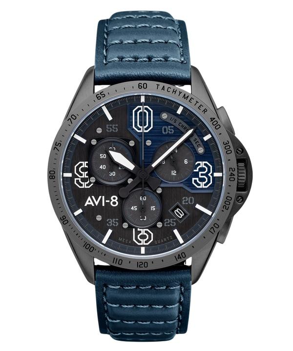 

AVI-8 P-51 Mustang Blakeslee Chronograph Air Blue Leather Remesh Grey And Blue Dial Quartz AV-4077-04 Мужские часы синий/серый