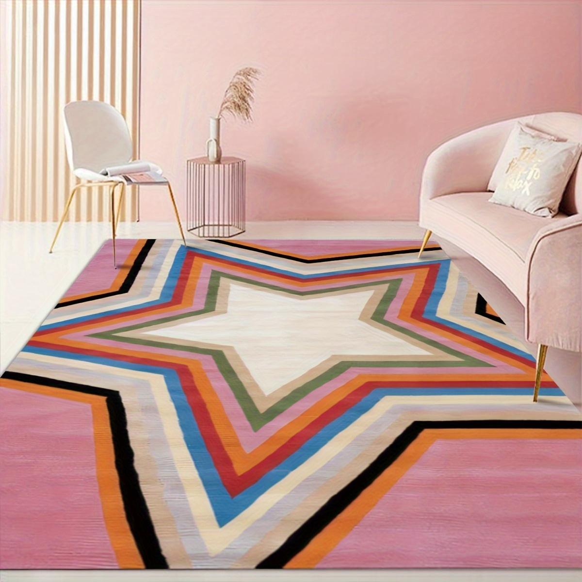 

Яркий розовый коврик со звездочками – Машинная стирка, Геометрические узоры в розовом, черном, оранжевом, синем, зеленом и фиолетовом цветах 150cm x 220cm