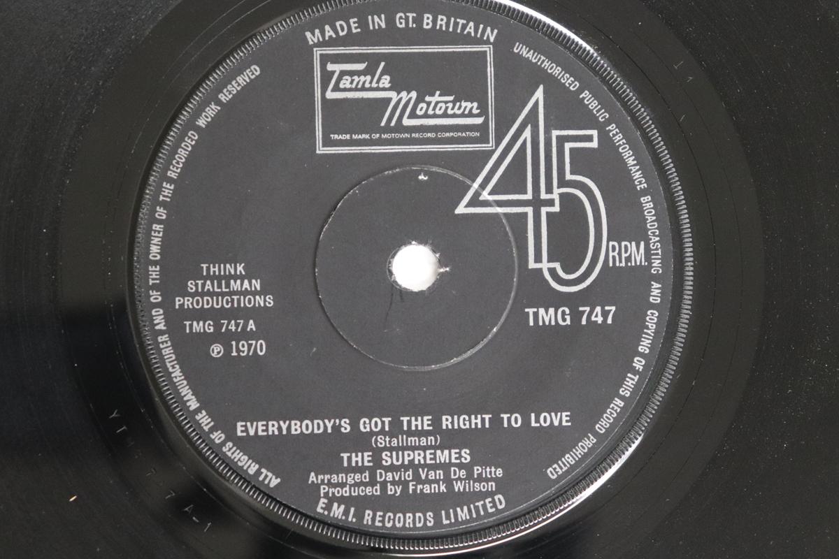 

7-дюймовая пластинка SUPREMES - Everybody s Got The Right To Love TMG747 TAMLA MOTOWN 1970 UK Соул/Фанк Б/У